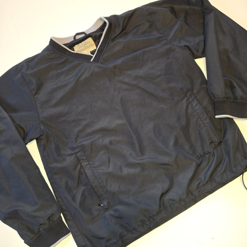 Cabela's Womens Outerwear Black Windbreaker Pullover Jacket Size Med